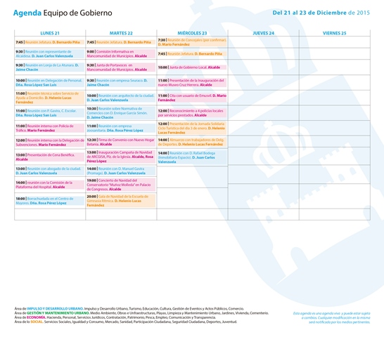 Agenda 21 al 23 Dic