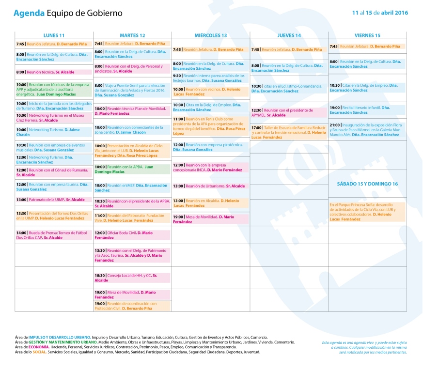 Agenda 11 a 15 abril 2016