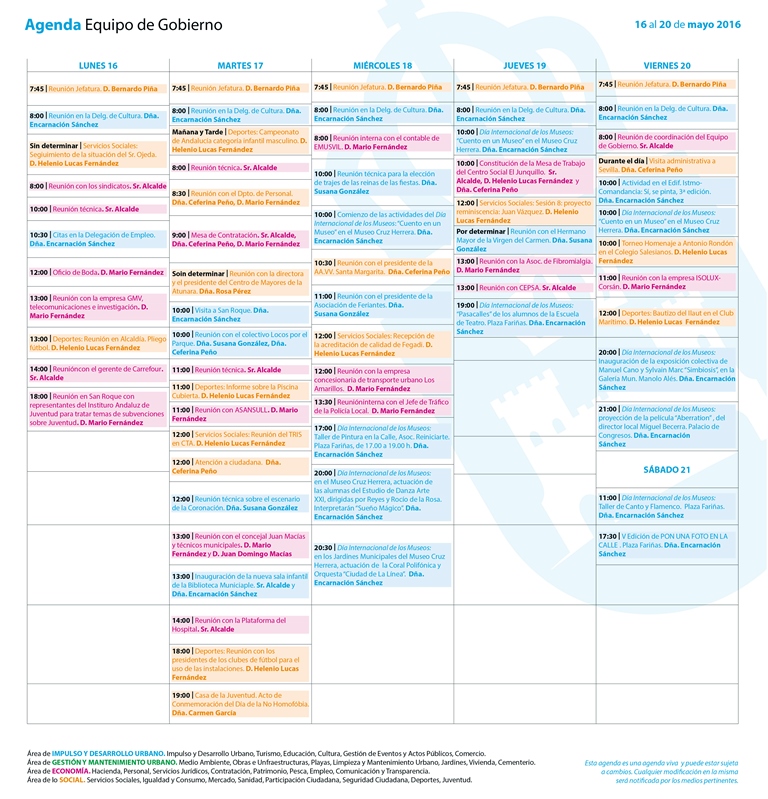 Agenda 16 al 20 mayo 2016