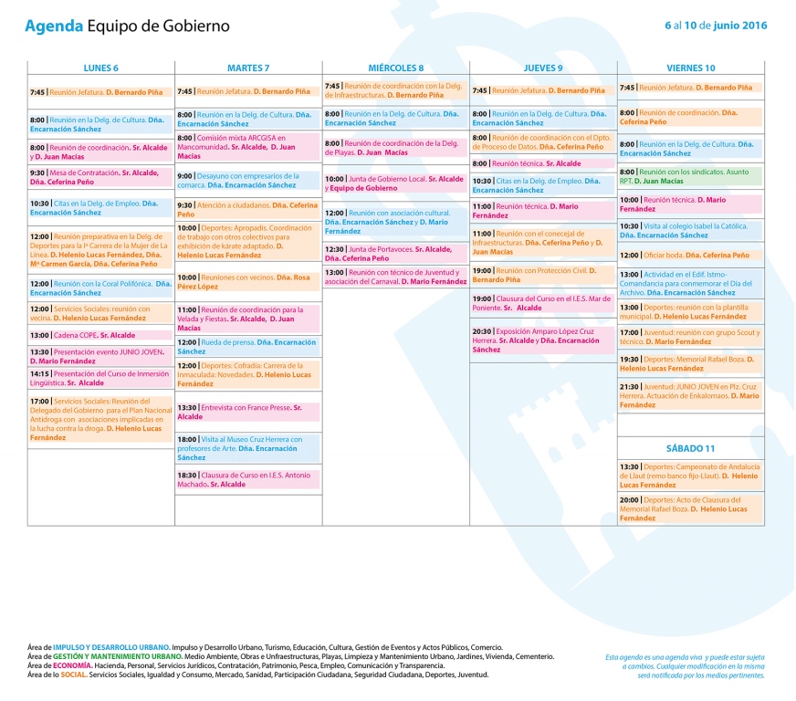 Agenda 6 a 10 junio 2016