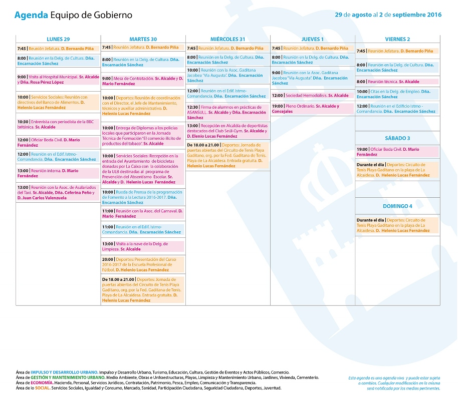 Agenda 29 agosto 2 septiembre